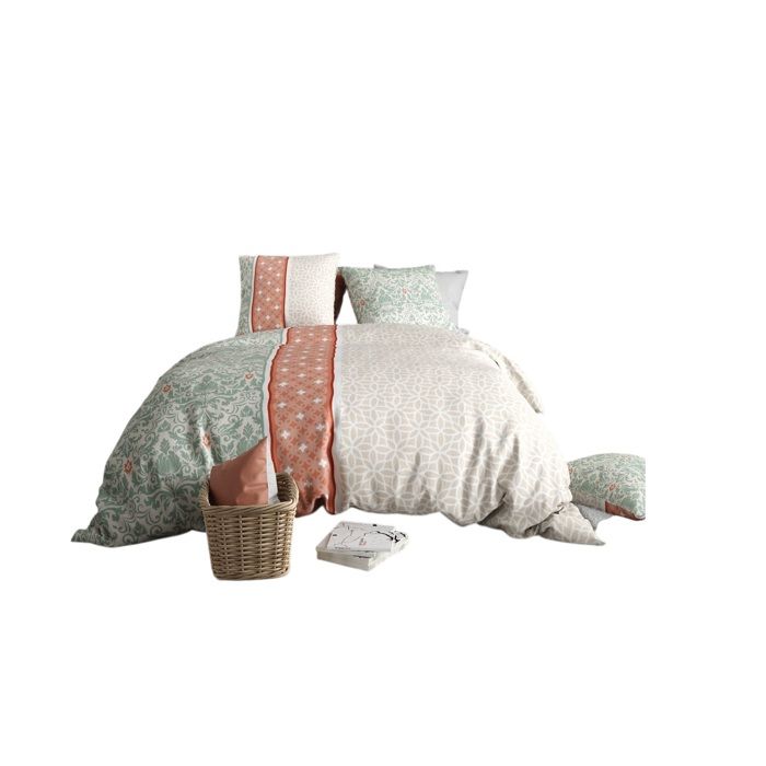 Housse De Couette + 2 Taies - Arabesque - 220 X 240 Cm - 100% Coton - Motifs Floraux Et Graphiques