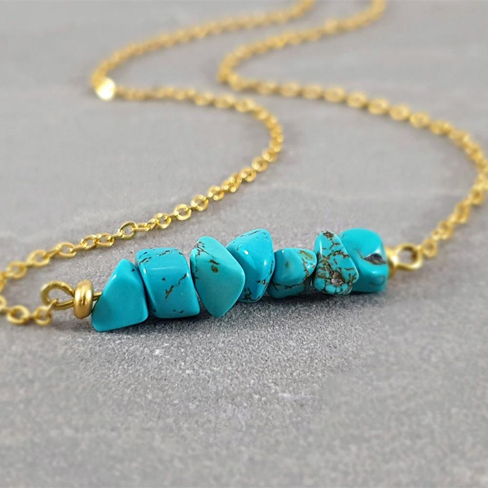 New Hot-selling Models, Fashionable Design, Bohemian Collarbone Chain, Turquoise Fragment Necklace.