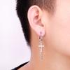 Punk Cross Chain Rock Men Women Hip-hop Black Stainless Steel Tragus Piercing Hoop Street Pop Earring Guys Accessories Jewelry