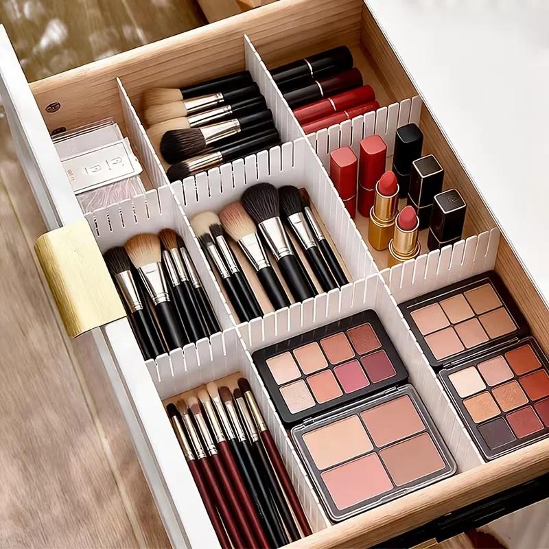 Latest Models 10Pieces Adjustable Drawer Dividers Durable Storage Organizer for Cosmetic Socks Underwear Clothes for Cabinets