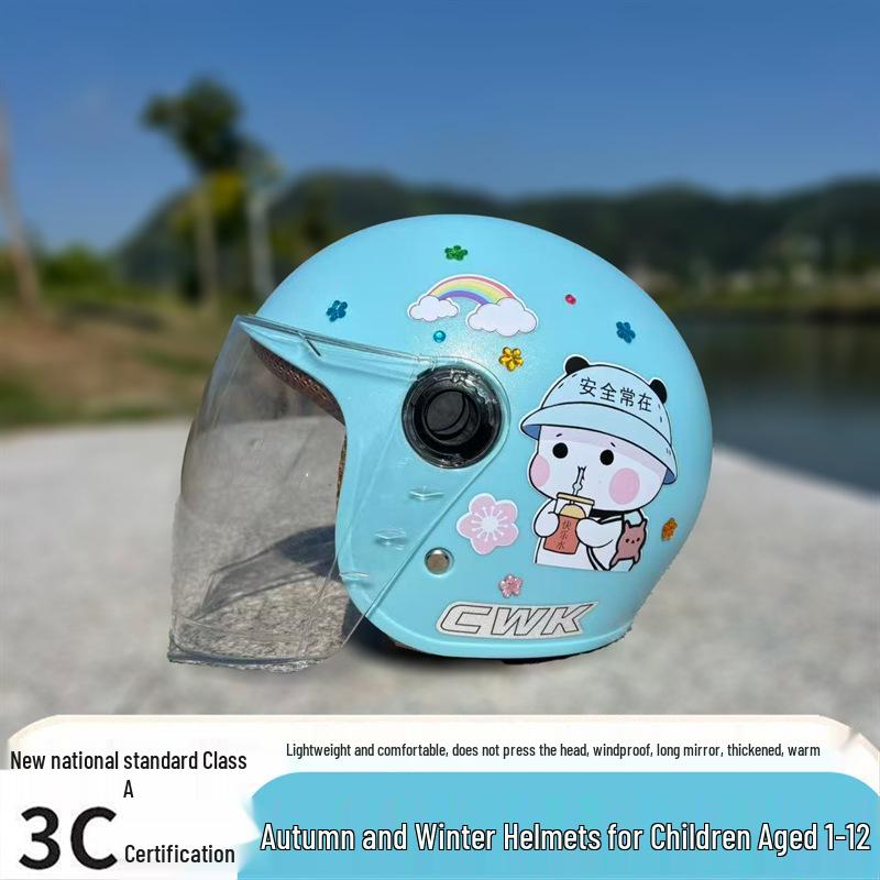 

HL Cat 3C-Certified Anti-Fall Helmet for Girls (Ages 1-12) - Autumn/Winter Electric Scooter Safety 1-4 Years Autumn/Winter with Gem Stickers