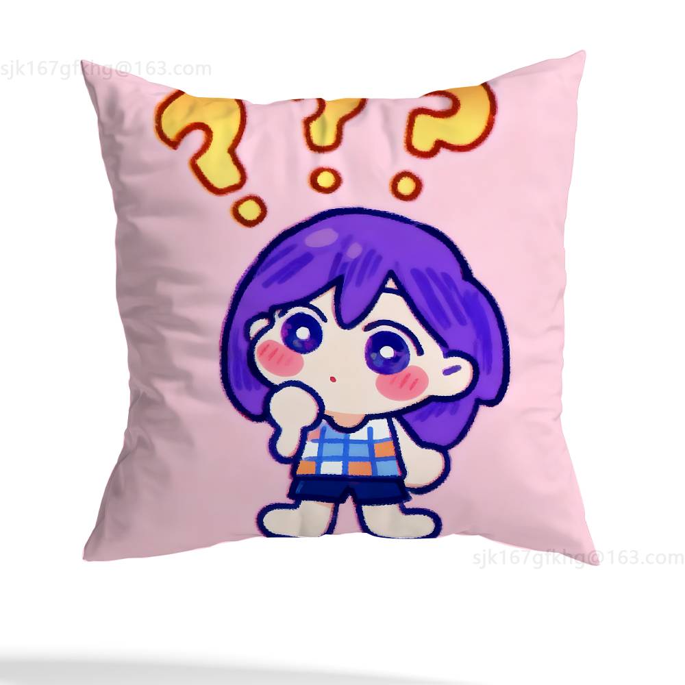 O-Omori Game Pillow Case Square Double-Sided Printing Short Plush Sofa Cushion Cover Bedroom Bedside Pillow