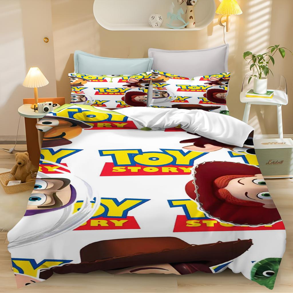 Toy Story Cartoon Quilt Cover Bedding Set For Boys, Polyester, Cute Printed, Skin Friendly, Breathable, Home Textiles, Anime