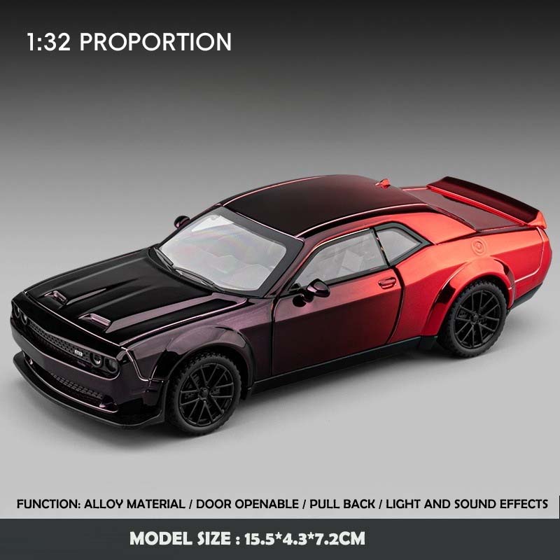 Electroplated 1/32 Alloy Dodge Hellcat Sports Car Model with Light and Sound Effects Collection Miniature Voiture Diecast Toy Vehicle