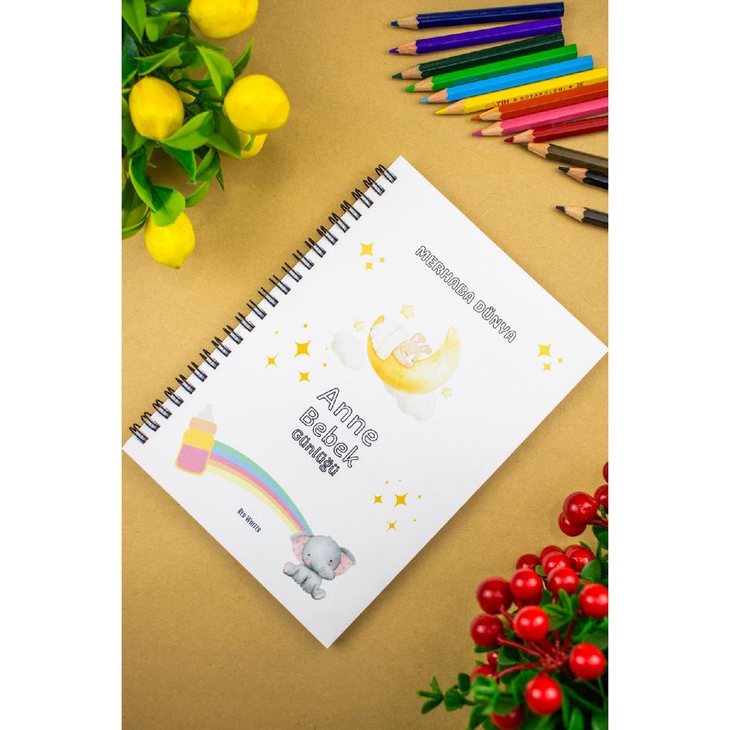 Schwangerschafts- und Mutter-Baby-Tagebuch 14x20 cm Design Tägliches Notizbuch, (Haupt- und USAQ)