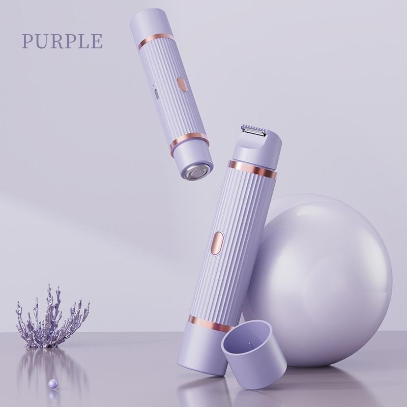 

Электрическая машинка для стрижки волос 2 в 1 для женщин, подмышек, ног и тела с двойной насадкой-скребком фиолетовый