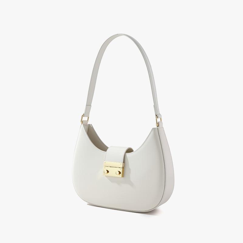 

Женские осенние и зимние кожаные сумки, высококачественные сумки на одно плечо, сумки-пельмени для поездок на работу и нишевые сумки белый