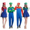 Anime Super Mario Bros Costume Jumpsuit Mario Luigi Cosplay Costume Hat Beard Suit Halloween Costumes For Adult