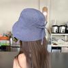 Japanese Fisherman Hat for Women In Summer New Style Small Fresh Plaid Curly Sun Protection Hat Wide Brim Small Basin Hat