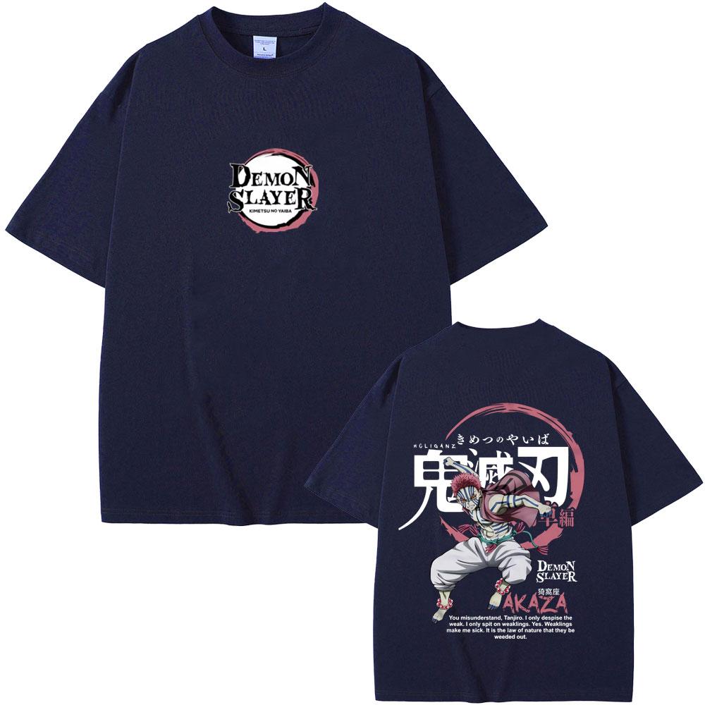 Anime Demon Slayer Akaza T Shirts Summer Unisex Unisex Casual Oversized Short Sleeve Unisex's Fashion Hip Hop T-shirt Male Vintage Tees