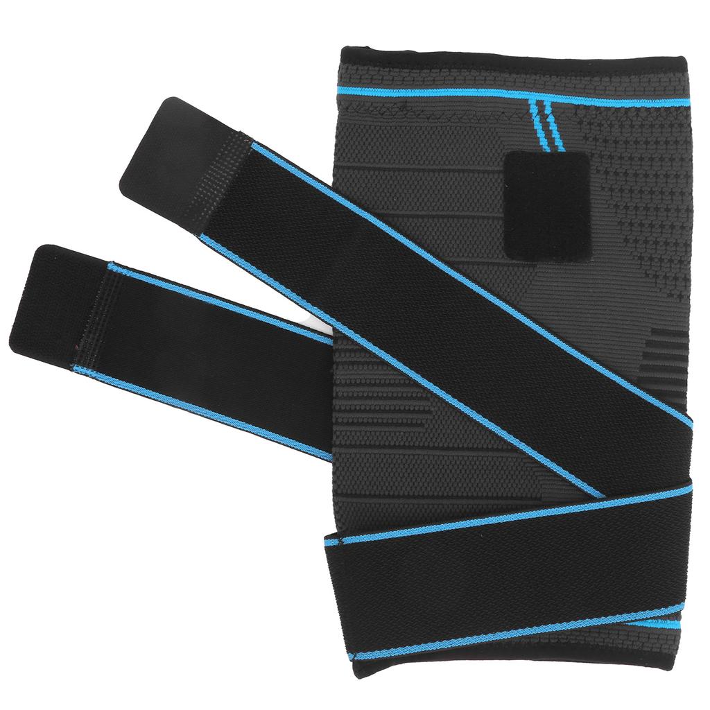 Outdoor Dual Sports Knieschoner Atmungsaktiver Gestrickter Knieschoner Doppelte Druckbänder Kniebandage Blau L