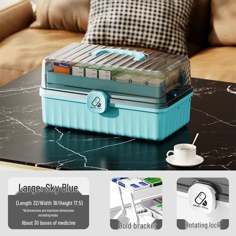 Multi-Layer Portable Medicine Box - Large Capacity First Aid & Epidemic Prevention Storage