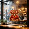 Seasonal Glass Window Ornament 2027 New Year Cling, Red And Gold Zodiac Sheep Static Decals for Doors, Non-adhesive Reusable Sticker Home Office Shop