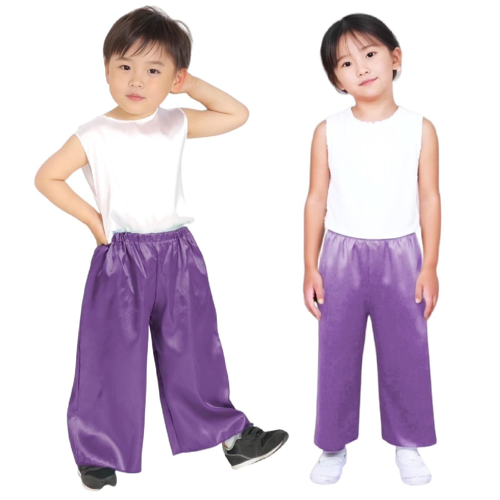 Artec Kids Costume Pants, Soft Satin Trousers, Size C, Purple, 18565