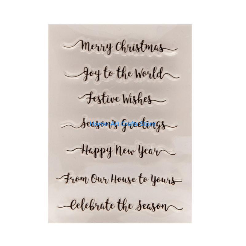 Y3NA Transparent Stamp Blessing Word Clear Stamp for Card Making Photo Scrapbooking CN
