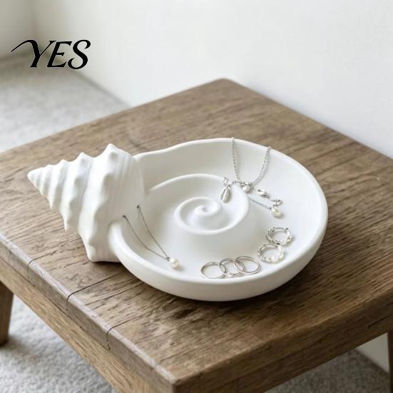 Conch-shaped Tray 3D Printed Conch Jewelry Tray, Rings Earrings Necklaces Organizing Small Item Dish, Trinket Keys Holder Plate for Home Decor Storage