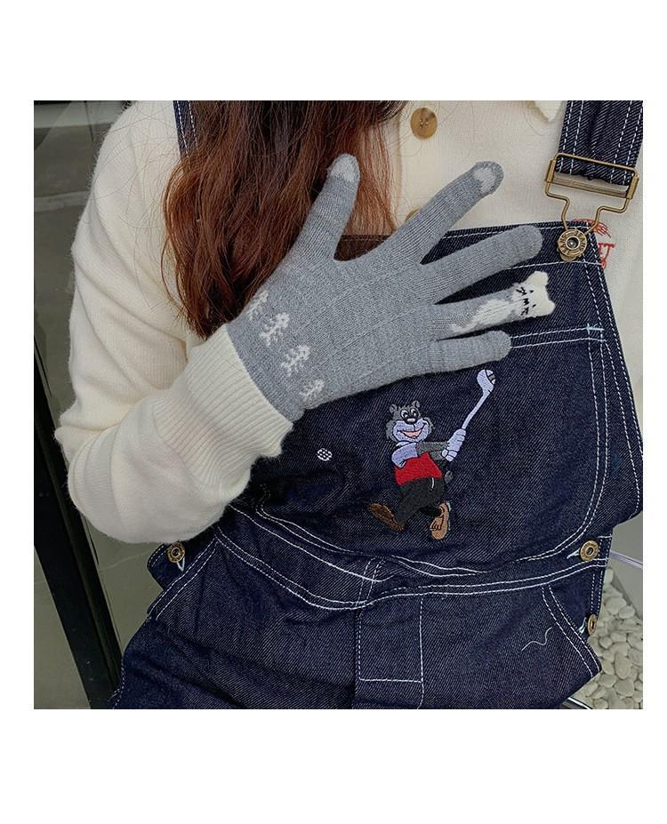 Women's Girls Fine Bone Knitted Cartoon Cat Autumn Winter Warm Outdoor Activities Cycling Riding