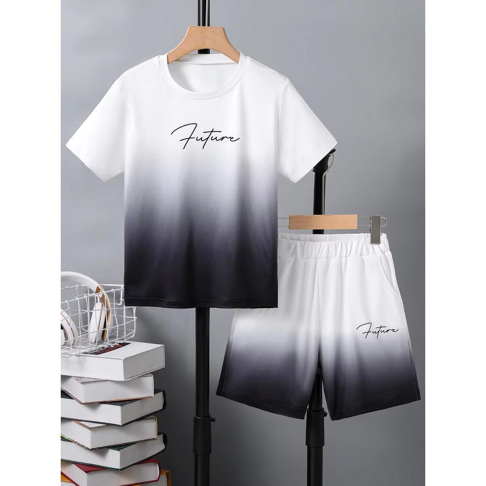 Europe and America Men's Set Summer Men's T-shirt and Shorts 2 Piece Set Outdoor Casual Men's and Women's Outfit