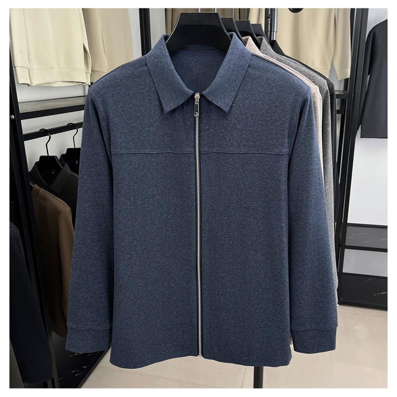 Solid Color Zipper Pocket Long-sleeved Lapel Jacket Knitted Cardigan Jacket Top