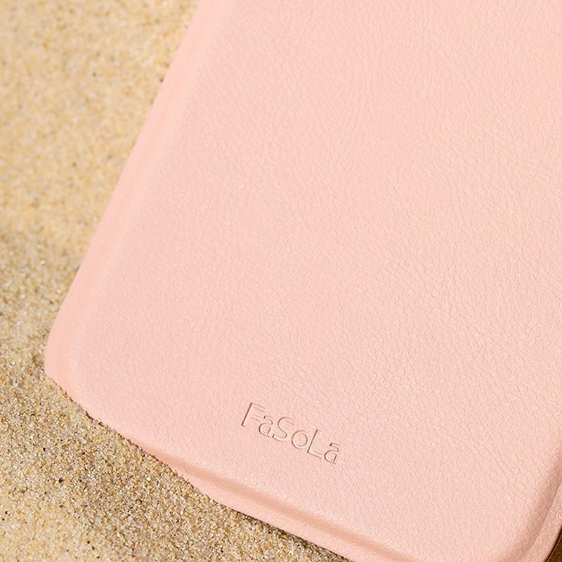 Desktop Mini Foldable Makeup Mirror Solid Color Pu Leather Simple Portable Wear-Resistant Student Compact Handheld Makeup Mir