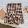 Scarf women's new Korean pink plaid tassel thickened warm college atmosphere shawl scarf