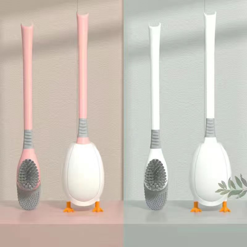 Creative Duck Shape Floor-to-ceiling Toilet Brush Set Silicone Brush Soft Brush To Clean The Toilet Floor