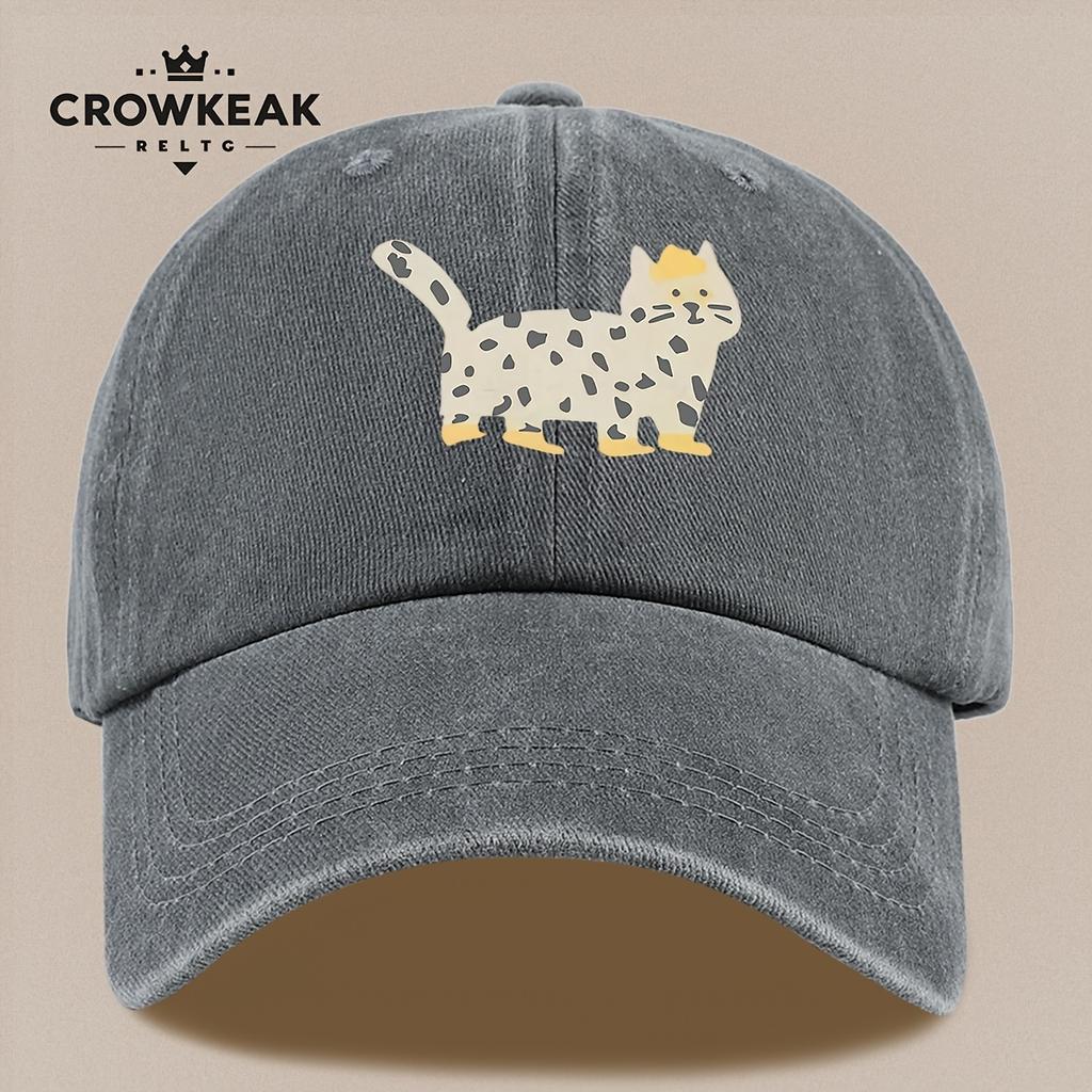 pc Cute Cartoon Cat Pattern Printed Baseball Cap HipHop Trend Black Papa Trucker Hat Breathable and Comfortable Solid Colo