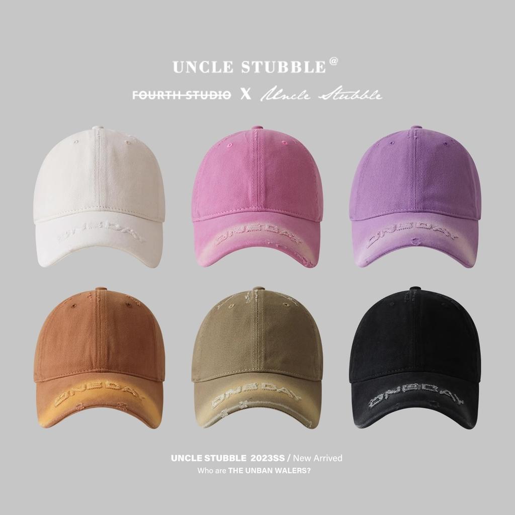 Korean style Baseball Cap with Embroidered Letters Vintage Soft top Baseball Cap with Curved Brim Face Showing Small Sunshade Cap
