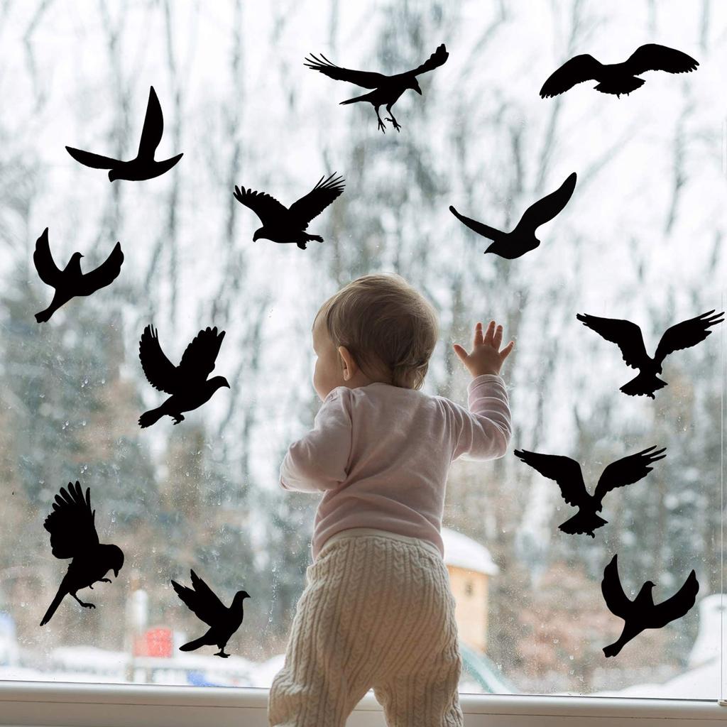 9 Stück Antikollisions-Fenster-Vogelaufkleber Schwarze Silhouetten Glastür zum Schutz Vögel retten Glastür zum Schutz
