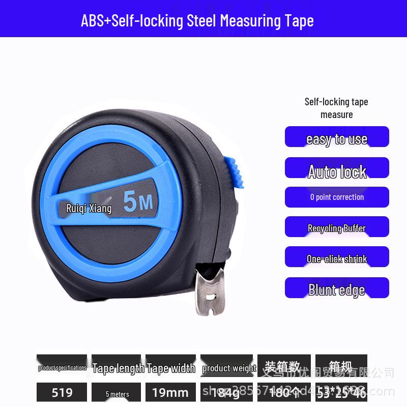 High-Precision Self-Locking 10m Measuring Tape, Drop-Resistant Woodworking Tool with Rubber Grip and 5m Stainless Steel Case