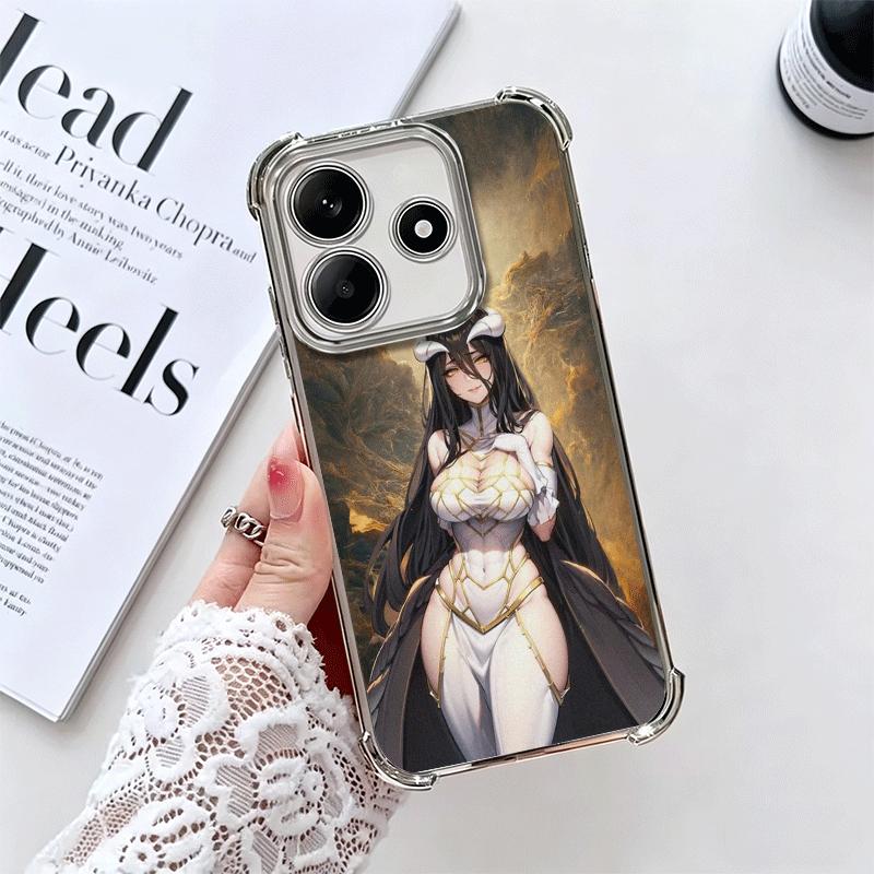 Albedo O-Overlords Anime Plating Phone Case For Xiaomi Redmi Note 14 15 Pro Plus 13 12 11 11S 11T 10 9S 9 5G Anti-Fall Airabag C