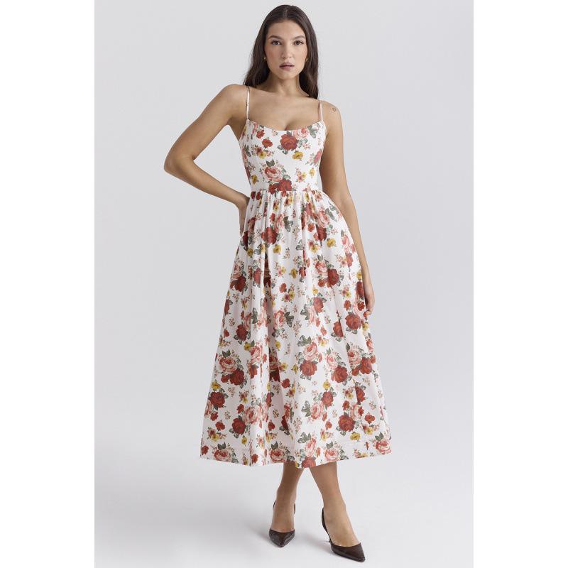 Women's Solid Color Sexy Backless Sling Swing Dress