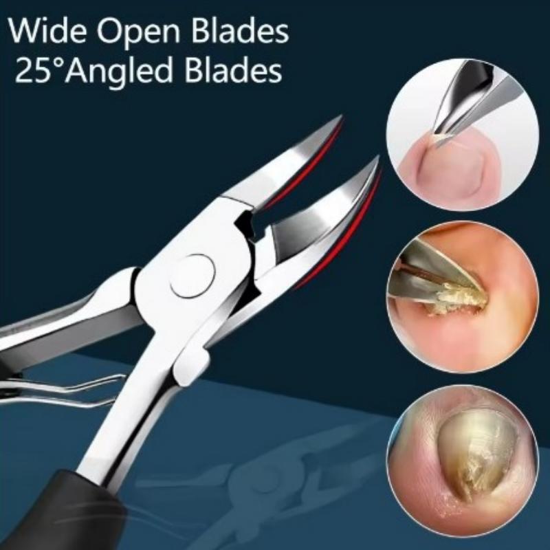 1/5PCS Stainless Steel Toenail Clippers Set with Ergonomic Handle Includes Wide Mouth Angled Scissors Nail File Cuticle Tool