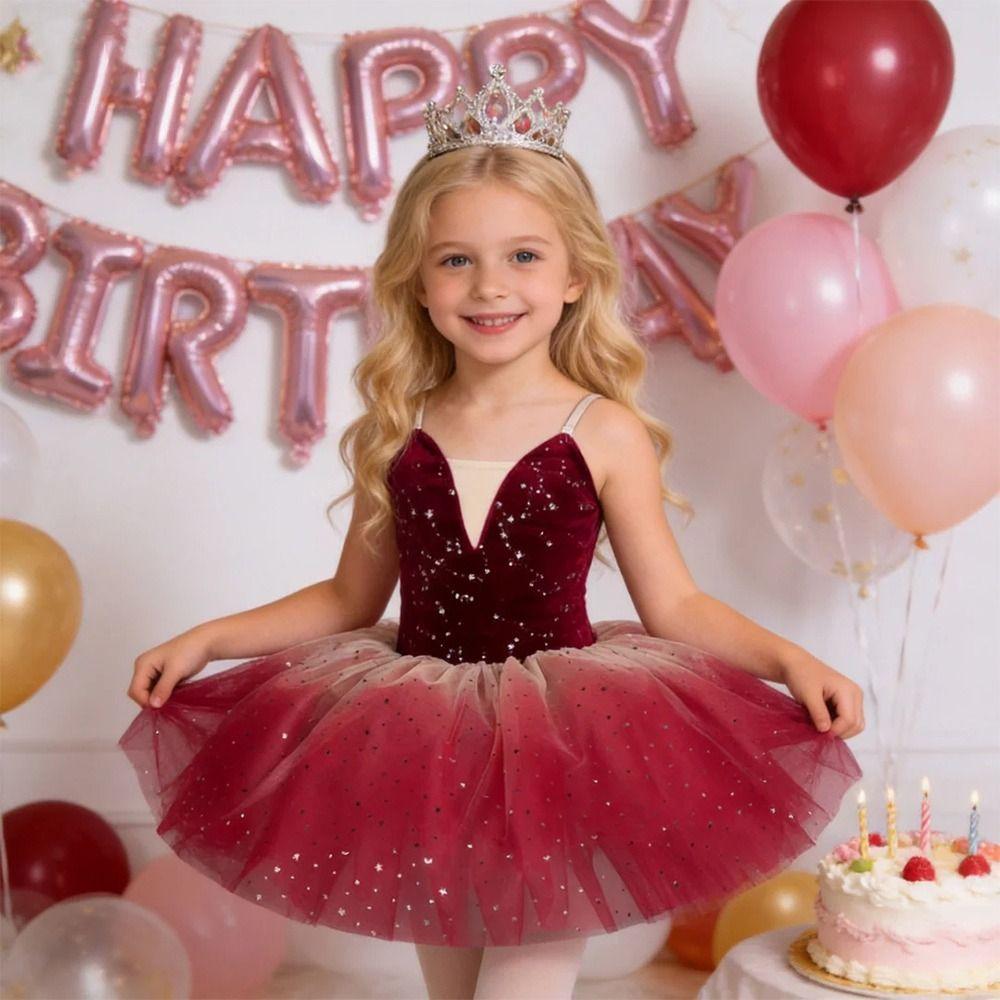 Adjustable Straps Kids Ballet Dress Sequin Princess Dress Fashion Ballet Tutu  Kids Girls