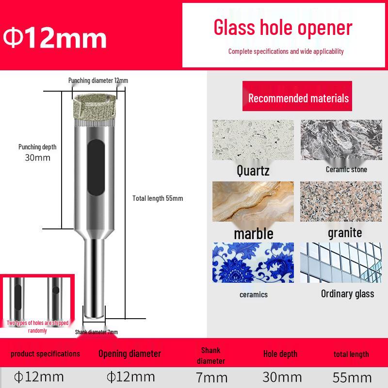 Emery Glass & Tile Drill Bit, 3-200mm Rotary Hole Saw for Marble