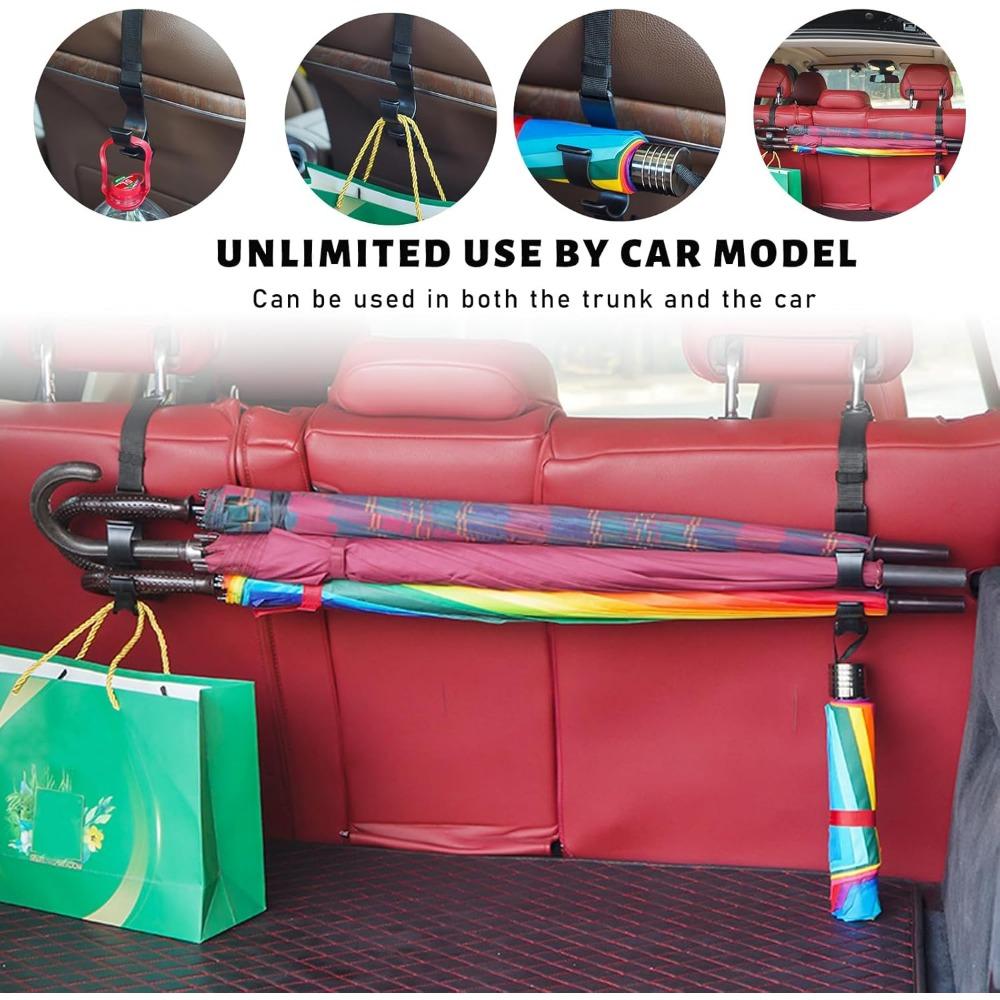 2er-Pack robuster 15 kg Auto-Kopfstützen-Haken-Organizer – universeller Mehrzweck-Aufbewahrungsbügel für Taschen, Regenschirme und Flaschen