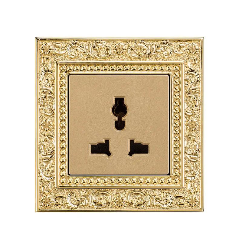 Luxury Vintage Push Button Switch 1/2/3/Gang 2Way,EU France Standard Copper Wall socket,Universal Light Home Switch Power Outlet