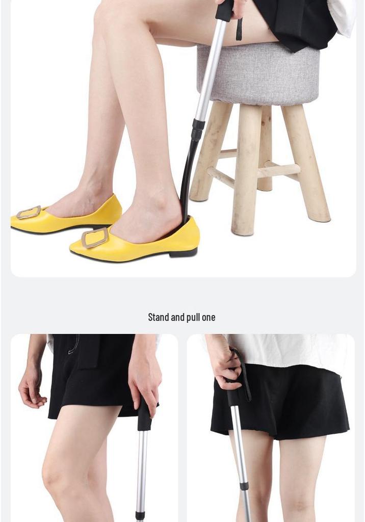 Adjustable Retractable Shoehorn with Long Handle for Elderly, Pregnant Women, and Easy Use