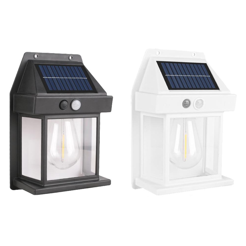 Motion Sensor Outdoor Solar Wall Lamp Waterproof Tungsten Filament Lamp Induction Lamp Household Light Garden Wall Light