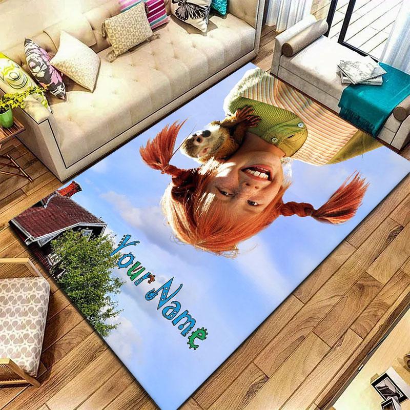 Pippi Longstocking Custom Name Carpet Rug for Living Room Bedroom Home Sofa Decoration,Kids play Non-slip Floor Mat