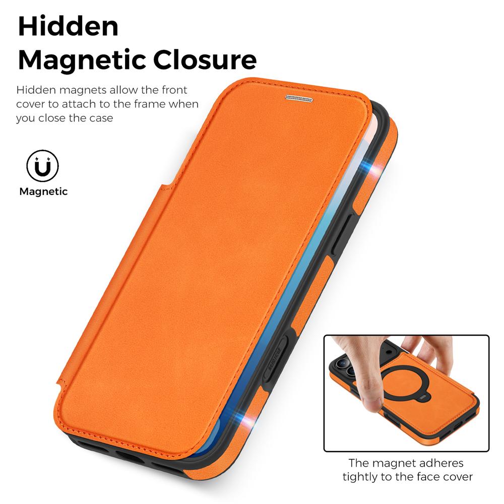 KEYSION Leather Flip Wallet Case for iPhone 15 16 17 Pro Max Air 16Plus 16e Cards Slots Magnetic 360 Ring Stand Phone Back Cover