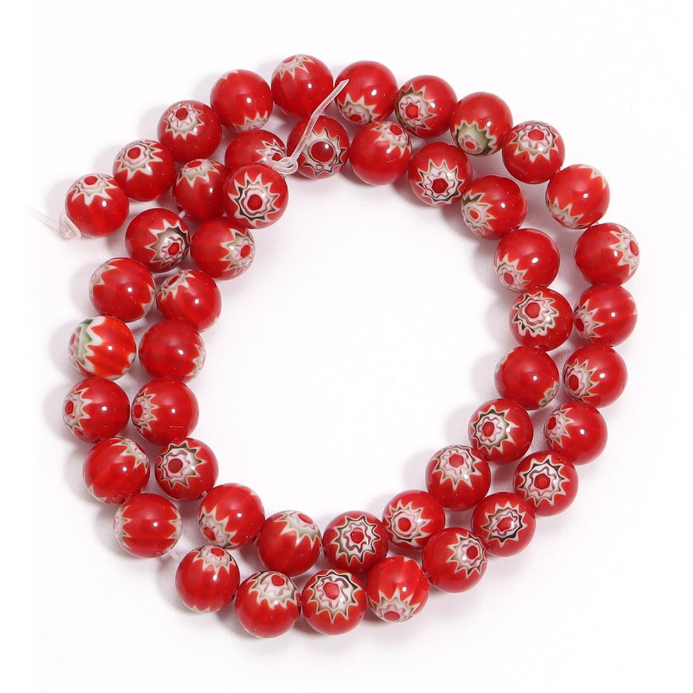 Bunte runde Lampwork-Perlen mit Millefiori-Muster für DIY-Handarmbänder