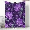 1pc Purple Floral Blanket Vintage Purple Chrysanthemum Damask Print Blanket Outdoor Blanket Travel Camping Blanket And Comfortable
