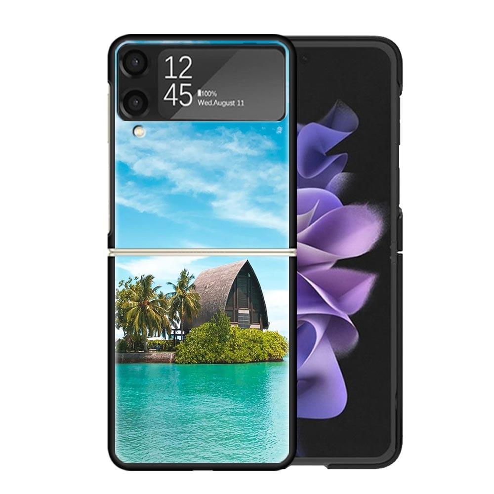 Sommer Strand Sonnenuntergang Meer Palme Klare Handyhülle Für Samsung Z Flip 7 6 5 4 3 Galaxy ZFlip7 ZFlip6 ZFlip5 ZFlip4 ZFlip3 5G Pri