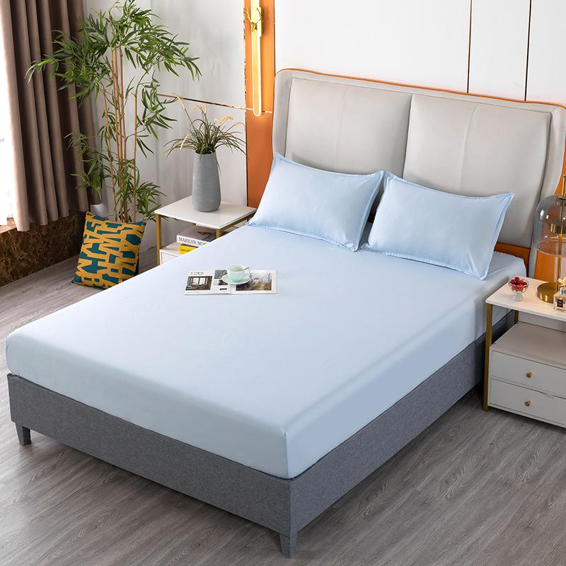 Jednokolorowe Drukowane Prześcieradło Podwójne Prześcieradło Nakrycie na Łóżko Prześcieradło ze Szczotkowanej Bawełny Ochraniacz na Materac Jednoczęściowy Zestaw Trzyczęściowy