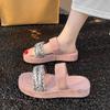 Fashion Summer New Rhinestone Fashion Outside Wear Versatile Heightened Flip-Flop Round Toe Open Toe Small Platform Beach Slippers