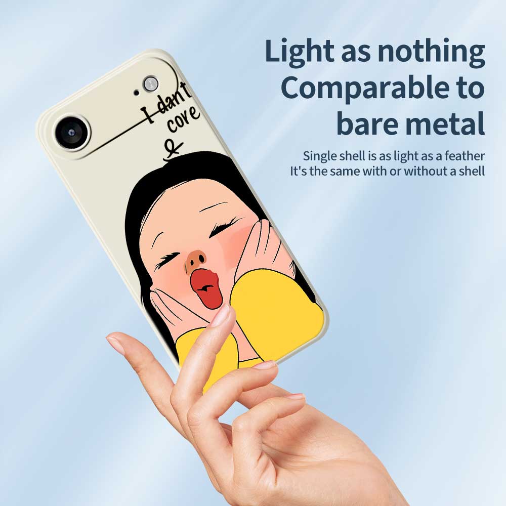 For iPhone 17 Air Case Girl Holding Face Pattern Printing Straight Edge TPU Phone Back Cover