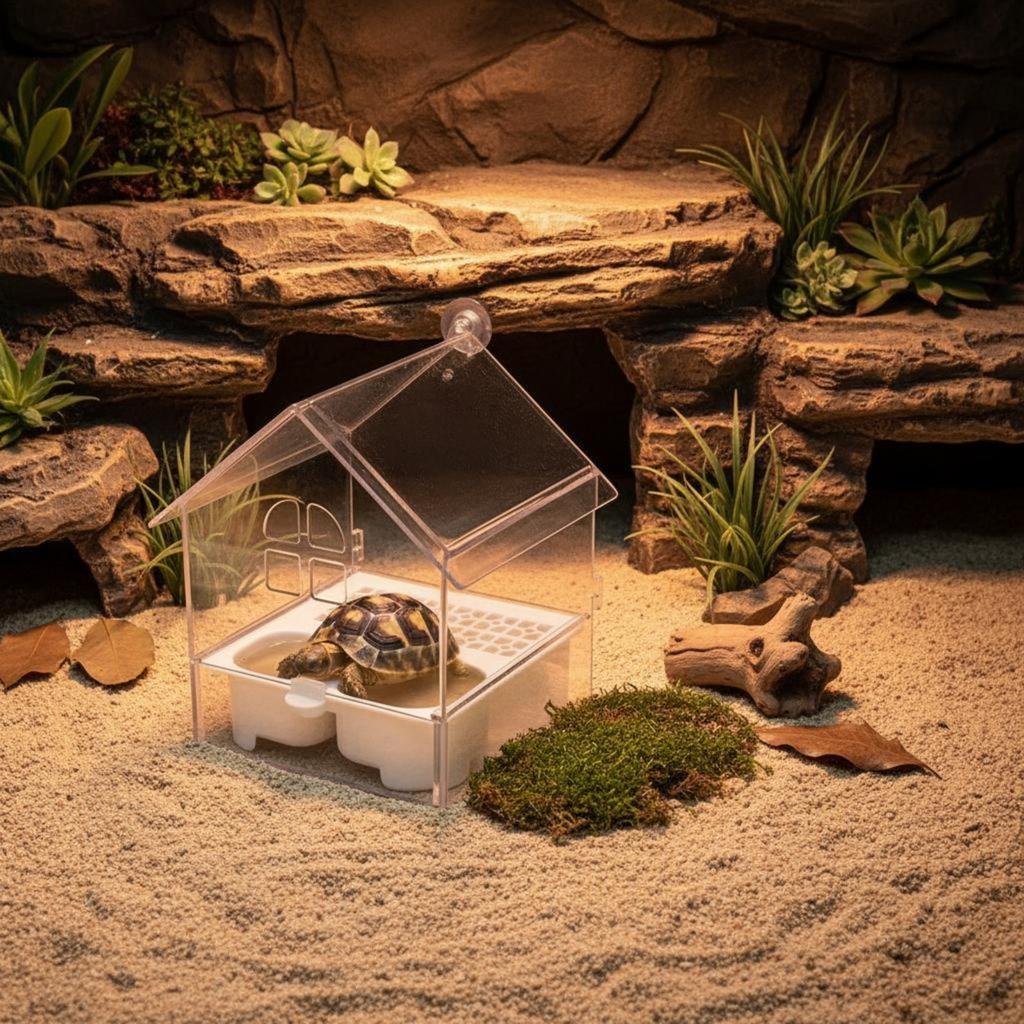 Mehrzweck-Terrariumhaus Multifunktionale Eidechsen-Badewanne Schildkröten-Futterbox Leichte Kaltblüter-Haustier-Wasserschale Hängend
