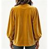 Women's Velvet Pullover Top with V-Neck and Ruffle