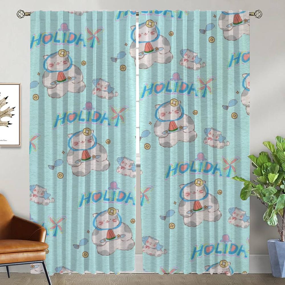 Söta Gardiner Barnrum Avdelningsgardiner för Sovrum Vardagsrum Gardiner Rullgardiner Halloweendekoration Kök Mörkläggning